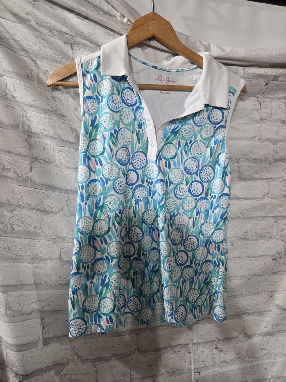 Lilly Pulitzer Aqua & Teal Floral-Print Sleeveless Polo Tank
